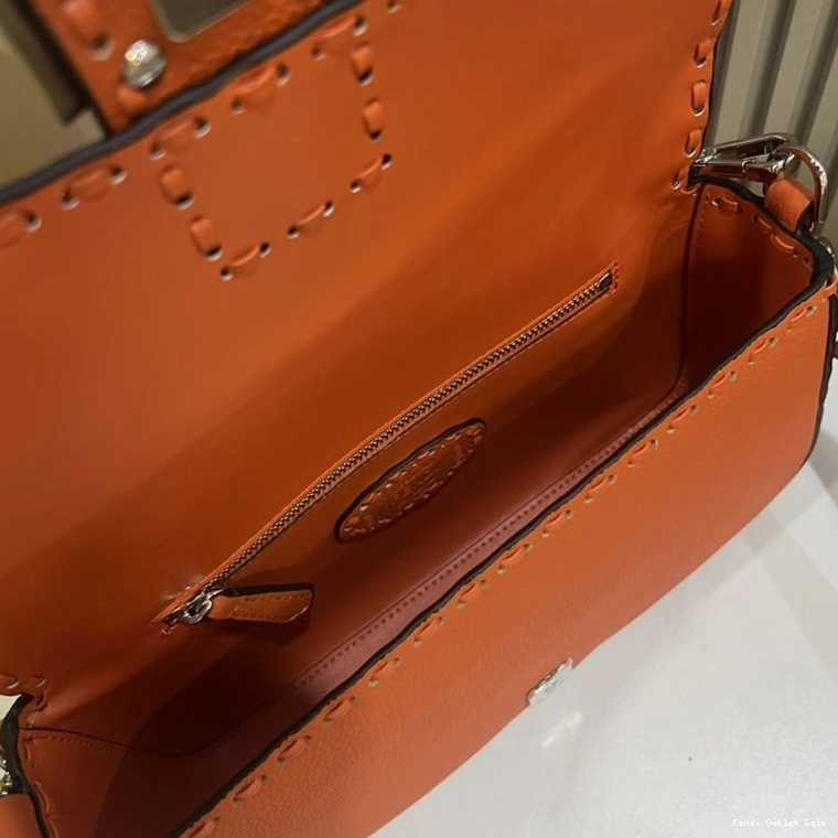 Affordable Leather Fendi Orange In Cuoio Bag Selleria Romano Medium Baguette 0714